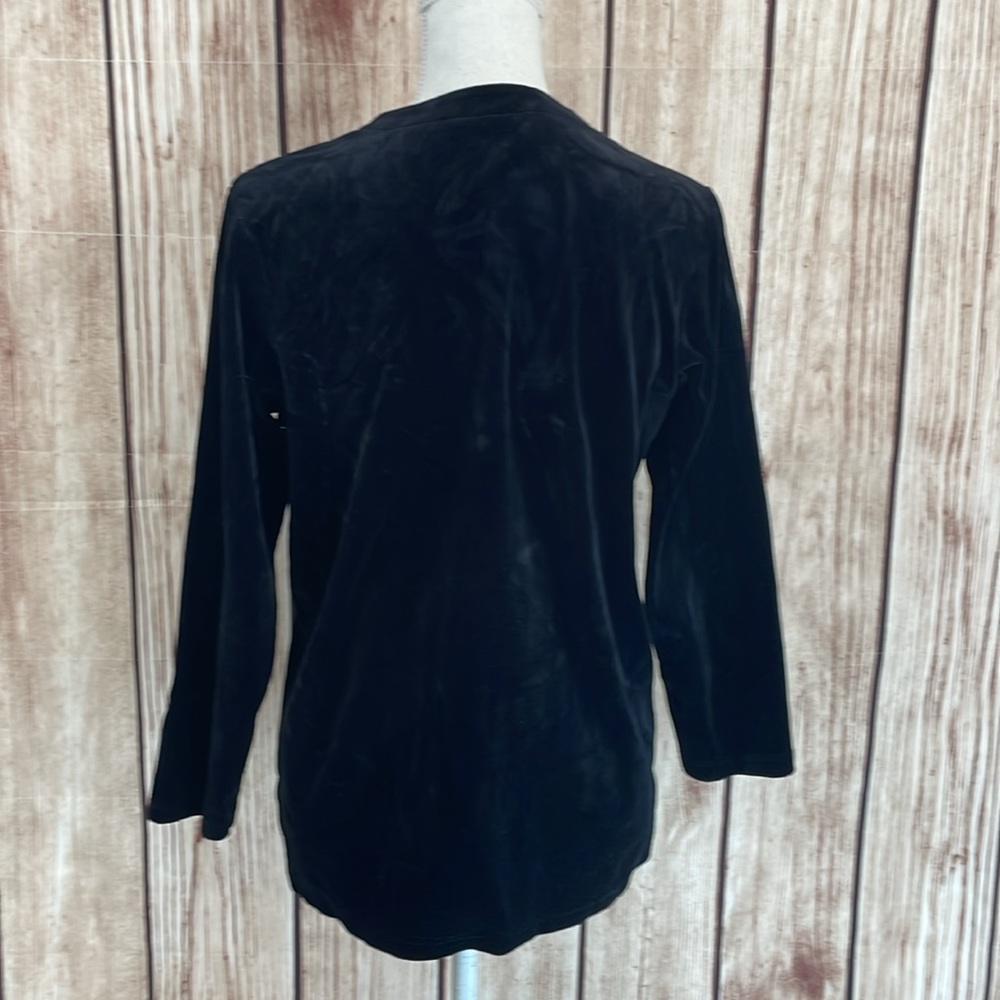 Chaus Petite Velvet Black Button Down Jacket - Small - Picture 5 of 7